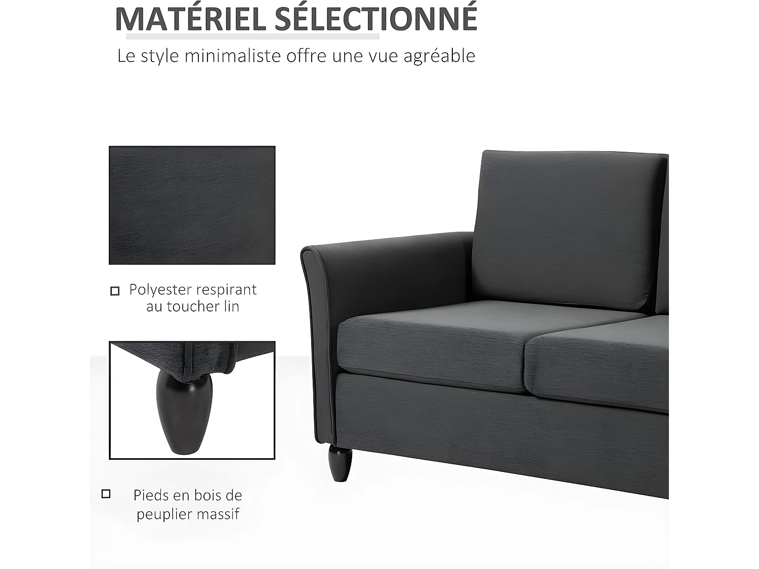 Canapé 2 places ZAMORA gris