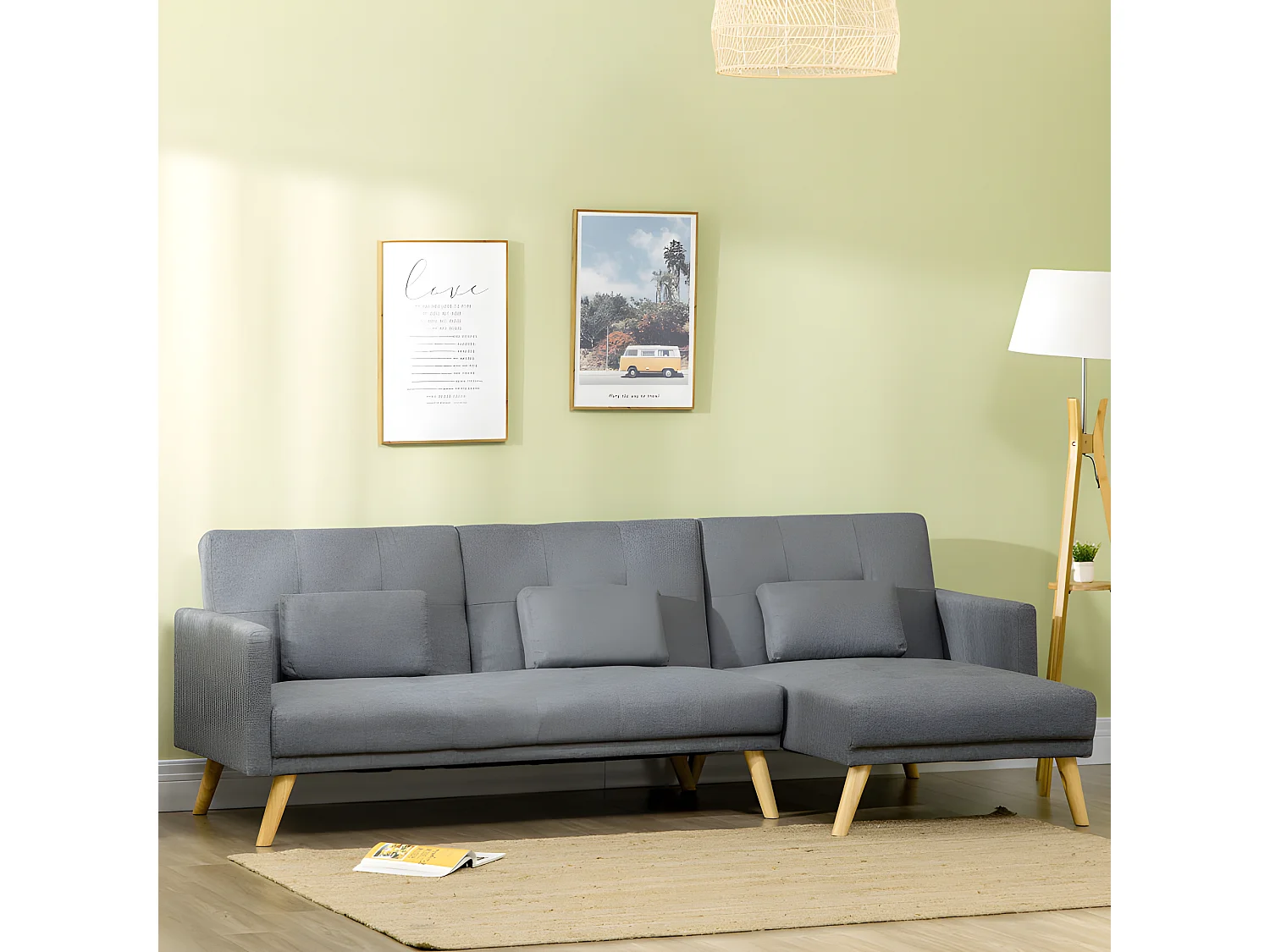 Canapé d'angle convertible COROGNE gris