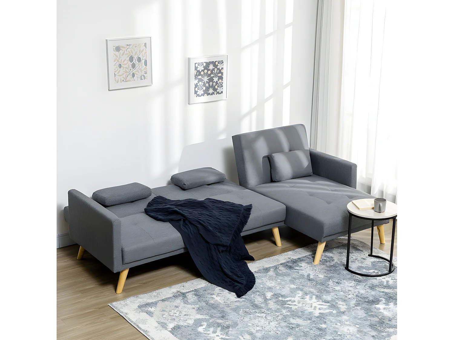 Canapé d'angle convertible COROGNE gris