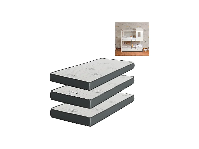 Matelas Pack 3 viscoélastique 105x190x20/105x190x15/105x190x15cm