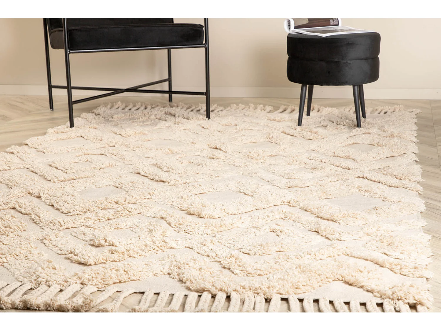 Hilma vloerkleed 230x160 cm katoen naturel.