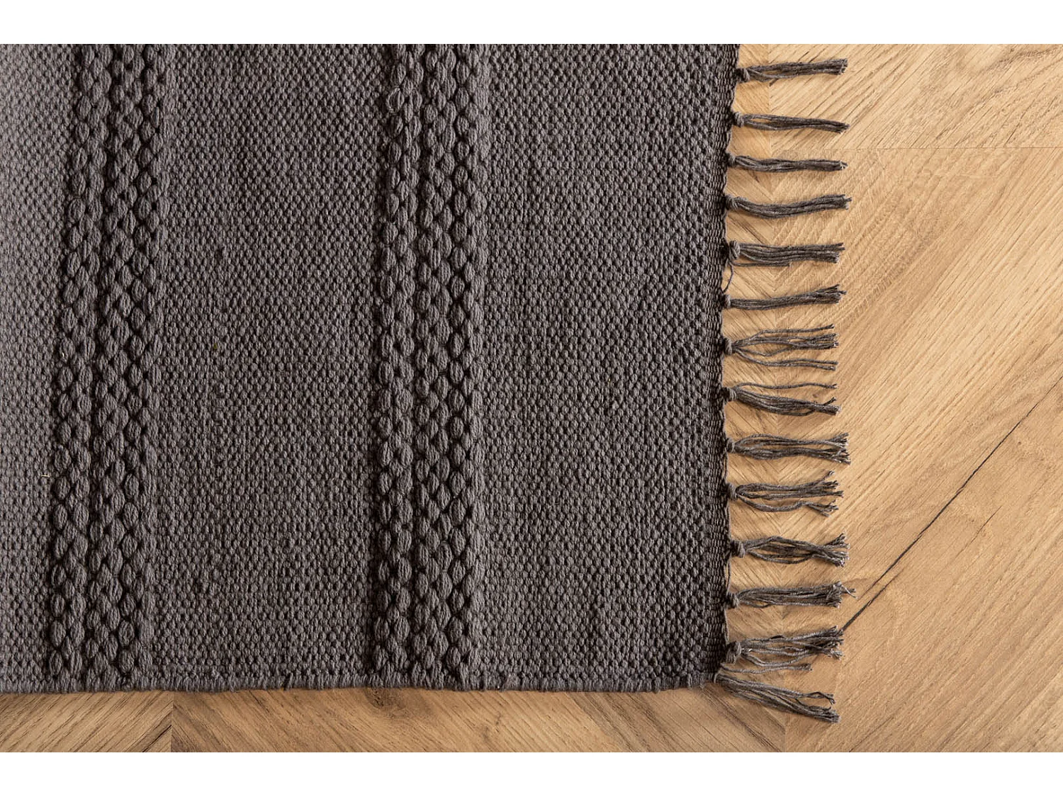 Nico vloerkleed 250x80 cm katoen grijs.