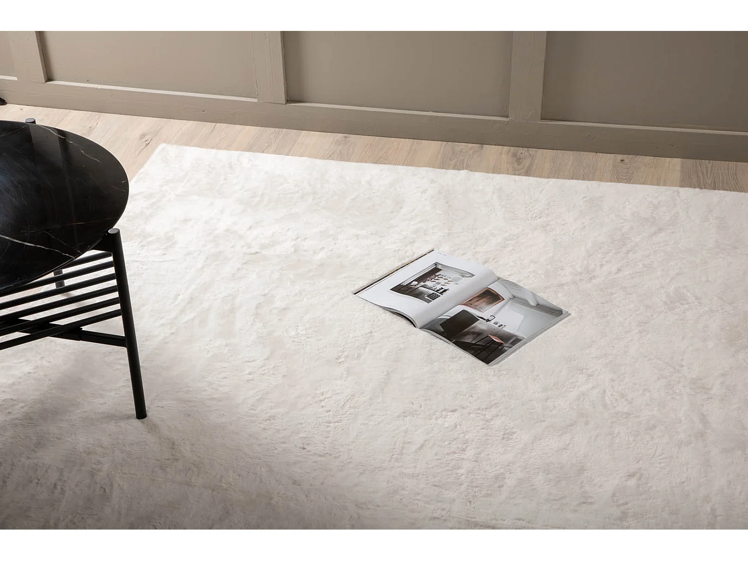 Nina vloerkleed 300x200 cm polyester wit.