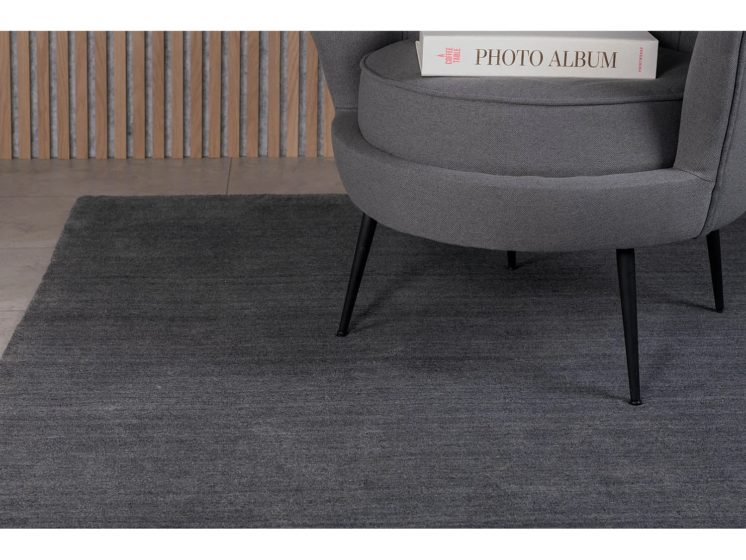 Tapis Déco en Laine "Ulla" 202x300cm Gris Foncé