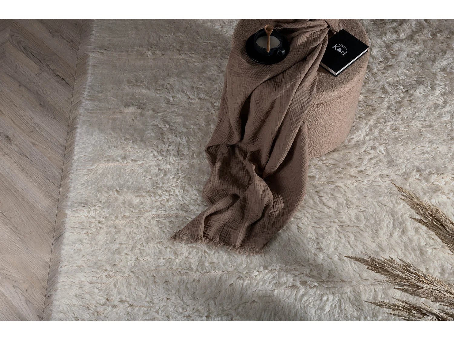 Tapis Rectangulaire en Laine "Leiko" 160x230cm Naturel