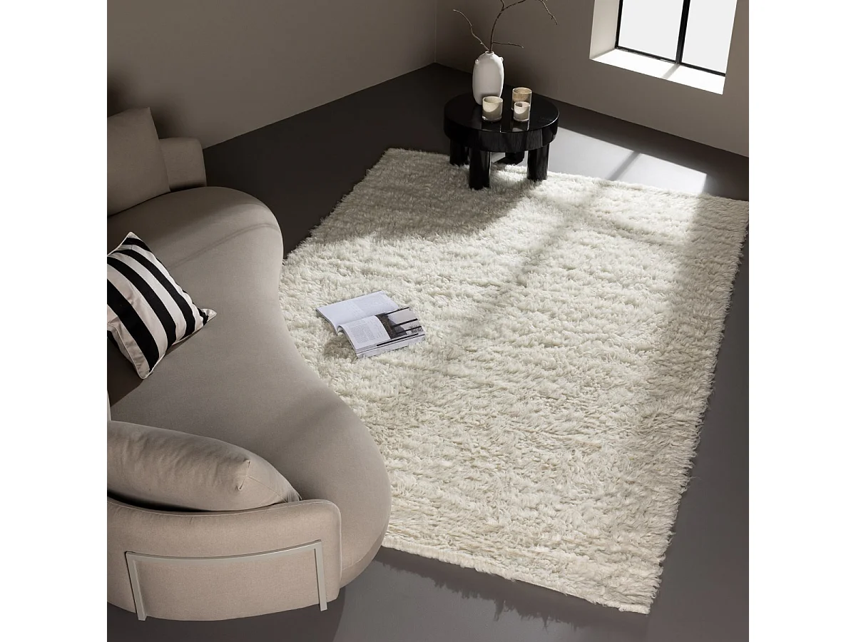 Tapis Rectangulaire en Laine "Leiko" 160x230cm Naturel