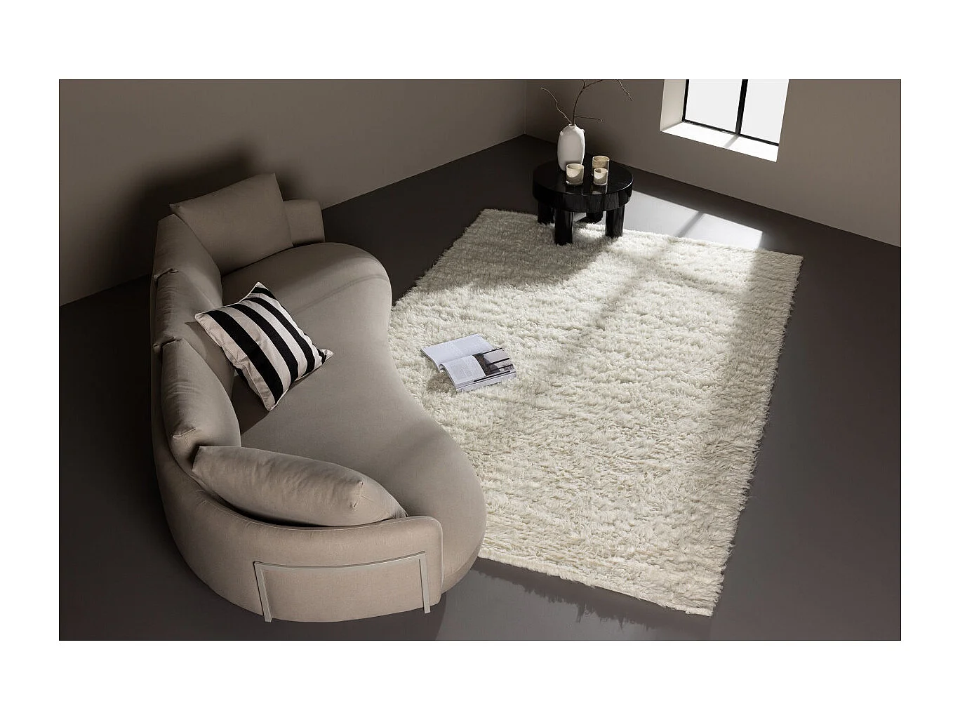 Tapis Rectangulaire en Laine "Leiko" 160x230cm Naturel