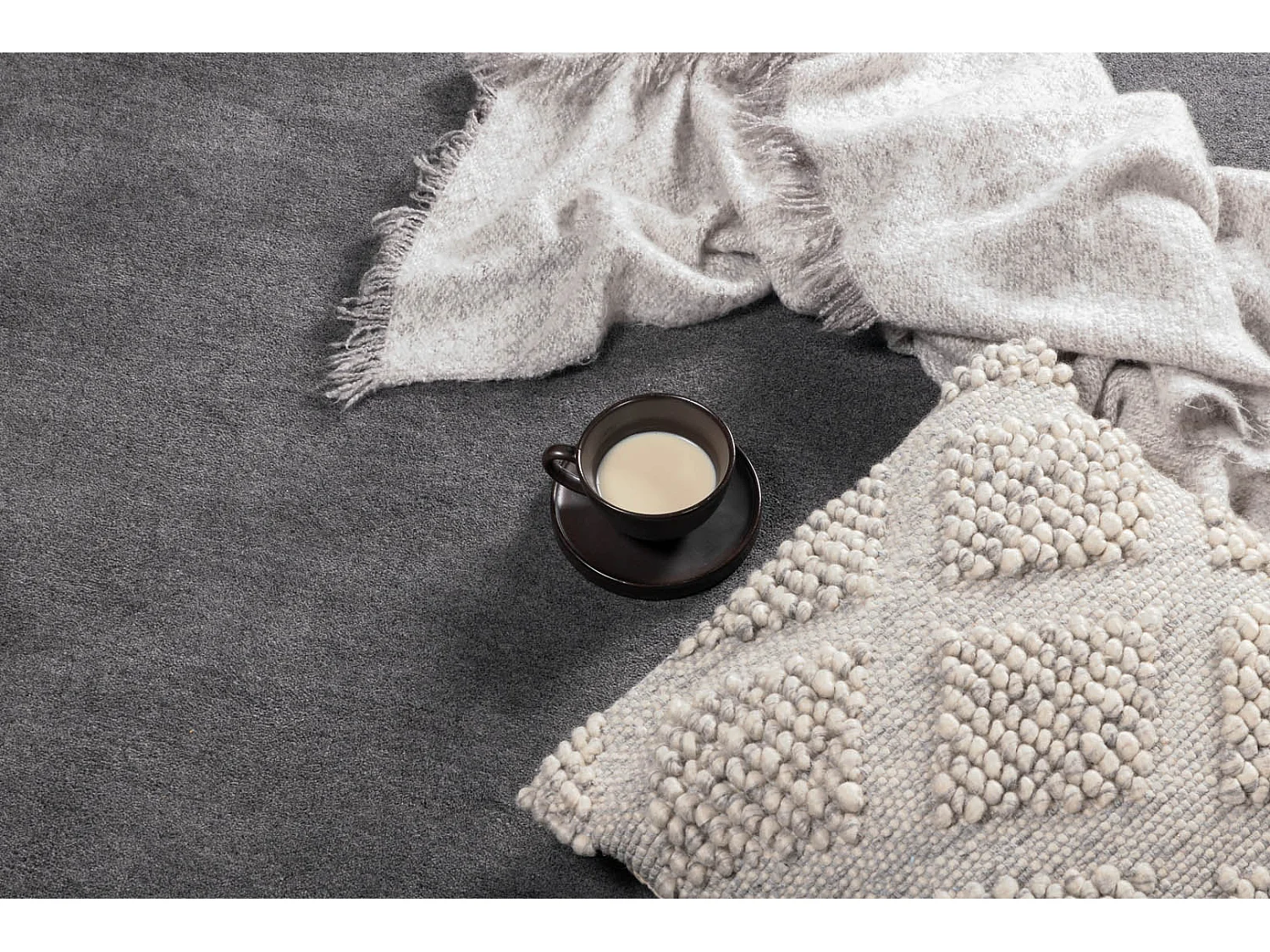 Tapis Déco Rond en Laine "Ulla" 200cm Gris Foncé