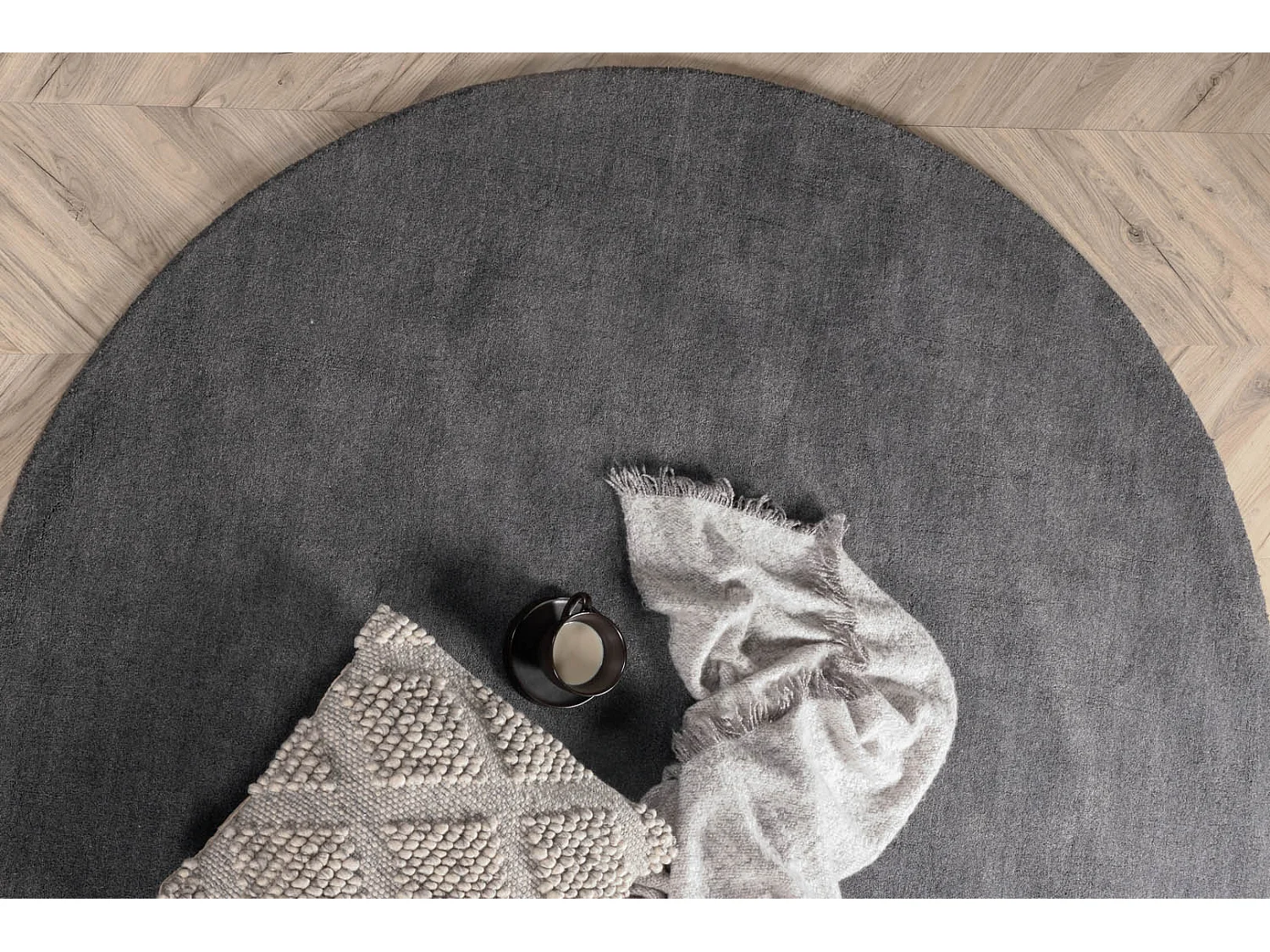 Tapis Déco Rond en Laine "Ulla" 200cm Gris Foncé