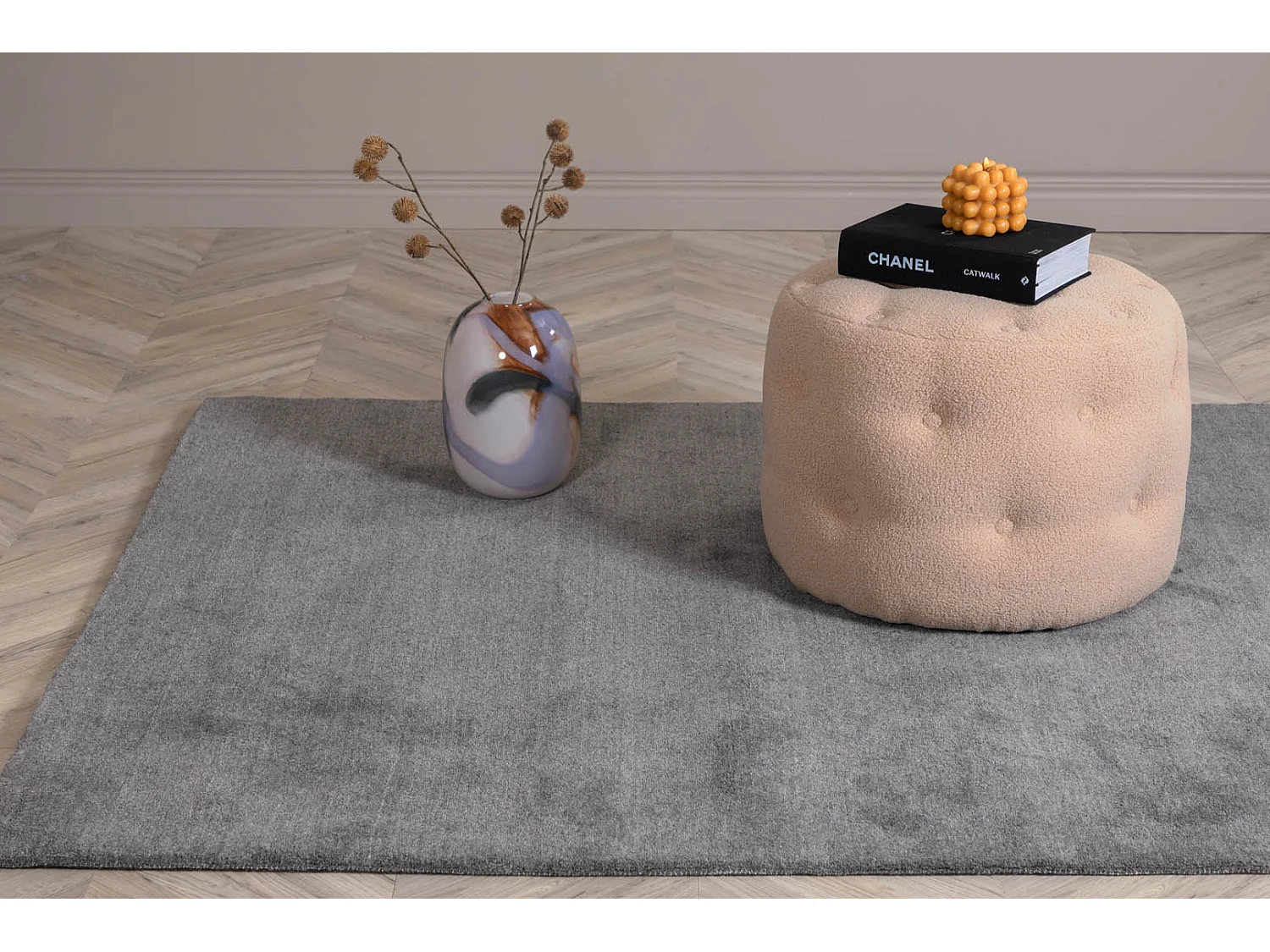 Tapis Déco en Laine "Ulla" 202x300cm Gris