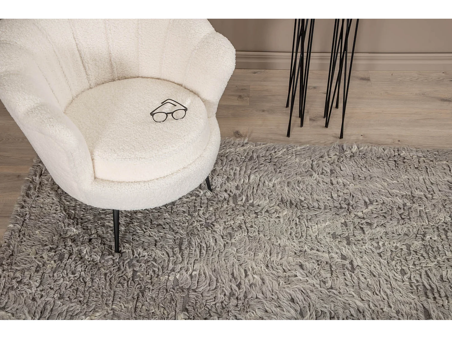 Tapis Déco en Laine "Leiko" 200x300cm Gris