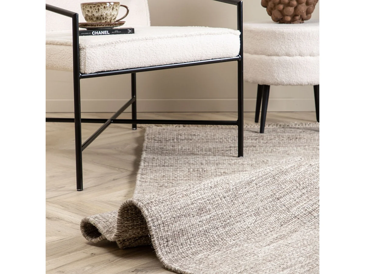 Tapis Design en Laine "Cyrus" 80x250cm Beige