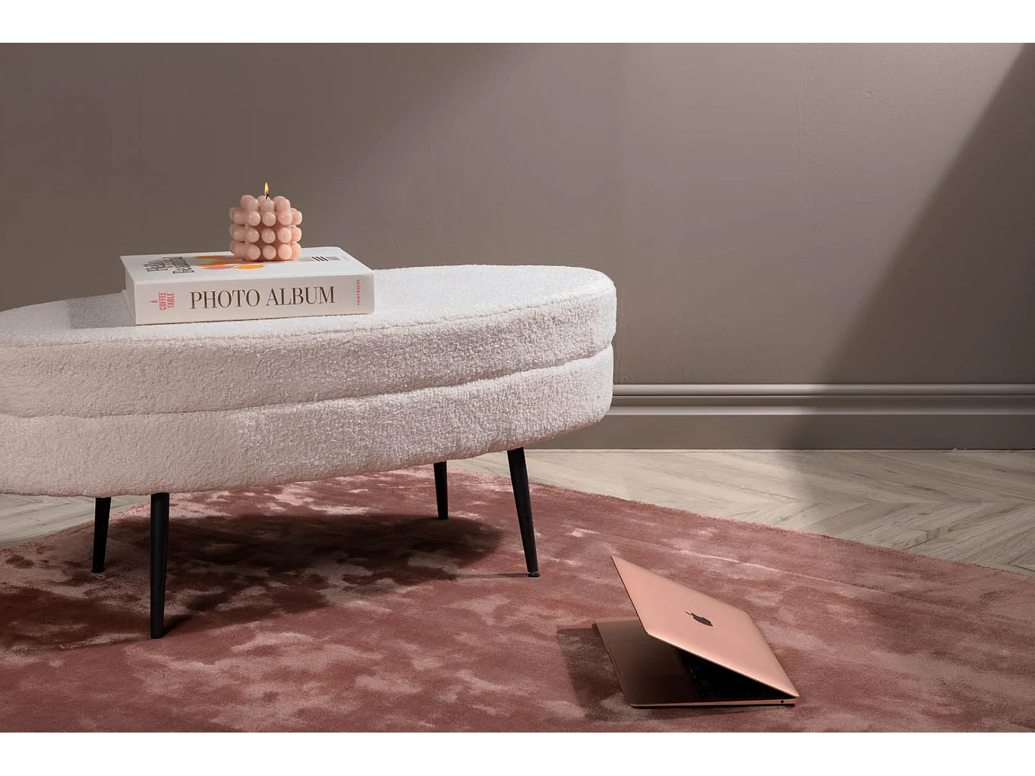 Tapis Déco "Indra" 251x352cm Rose Poudré