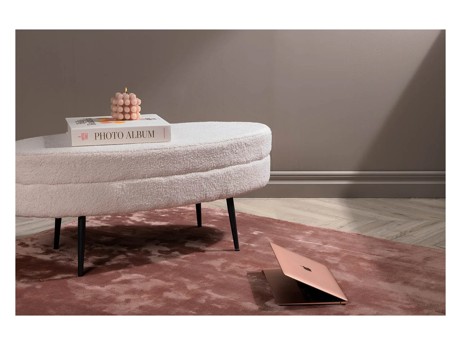 Tapis Déco "Indra" 251x352cm Rose Poudré