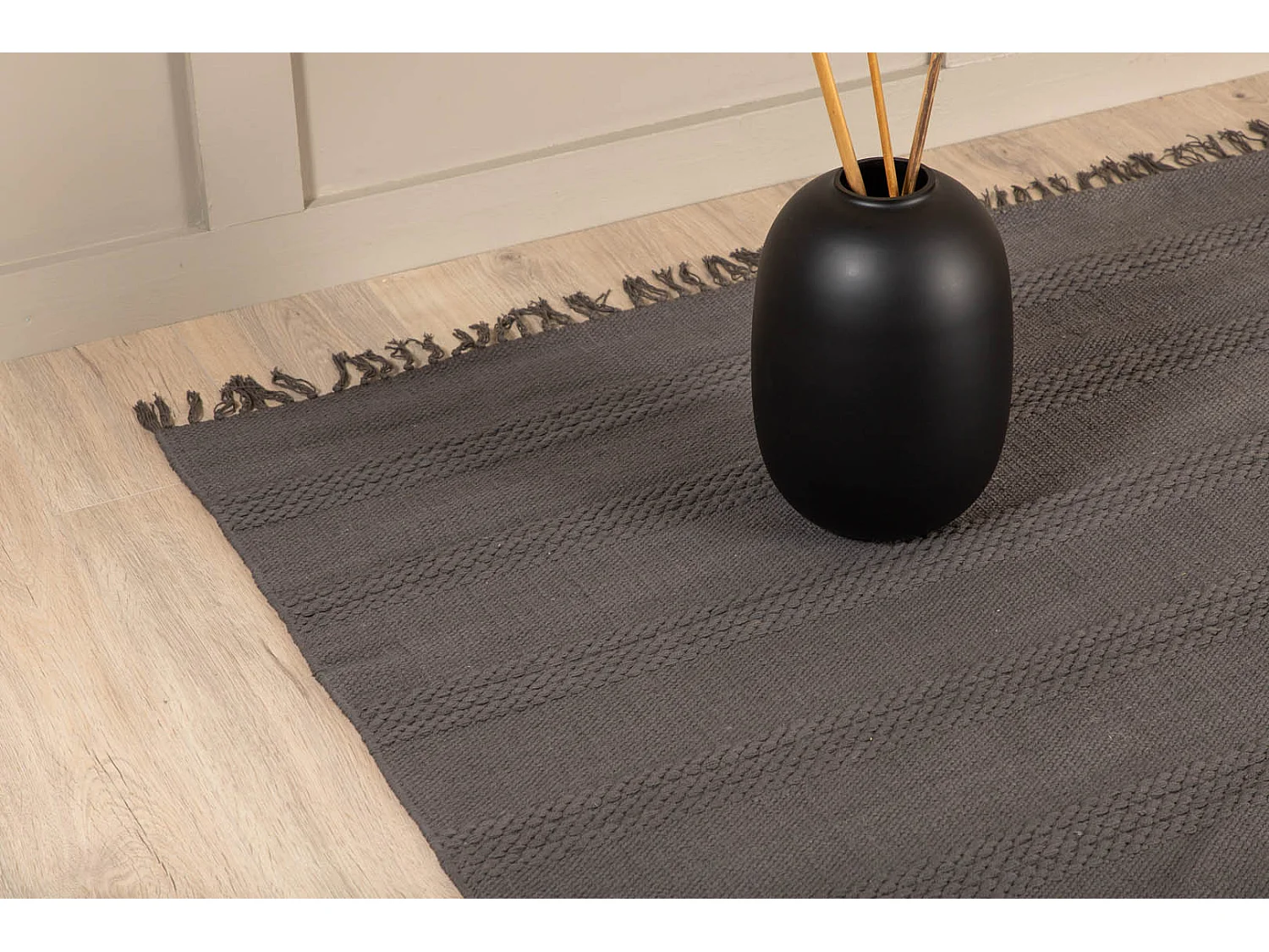 Nico vloerkleed 300x200 cm katoen grijs.