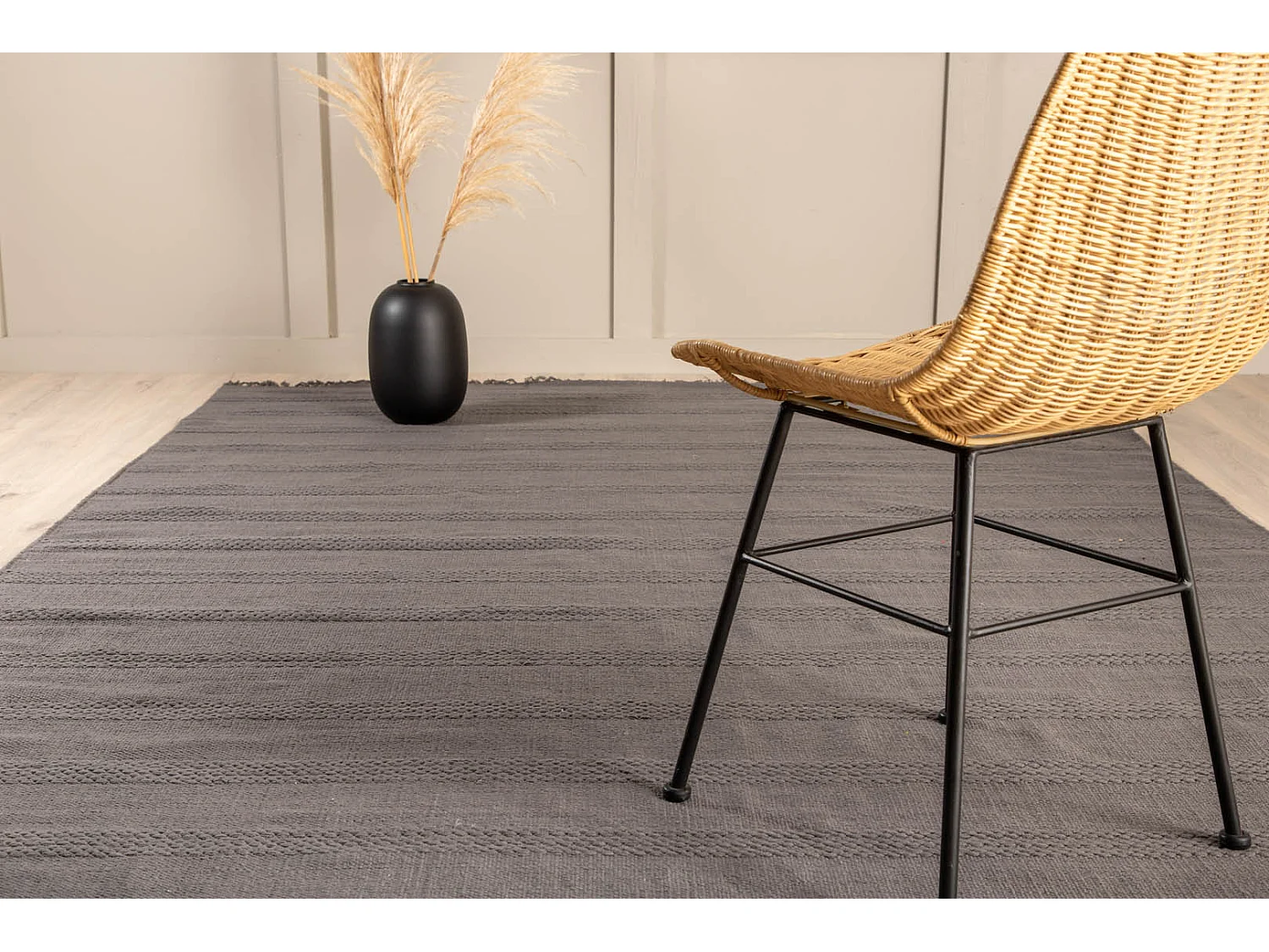 Nico vloerkleed 300x200 cm katoen grijs.