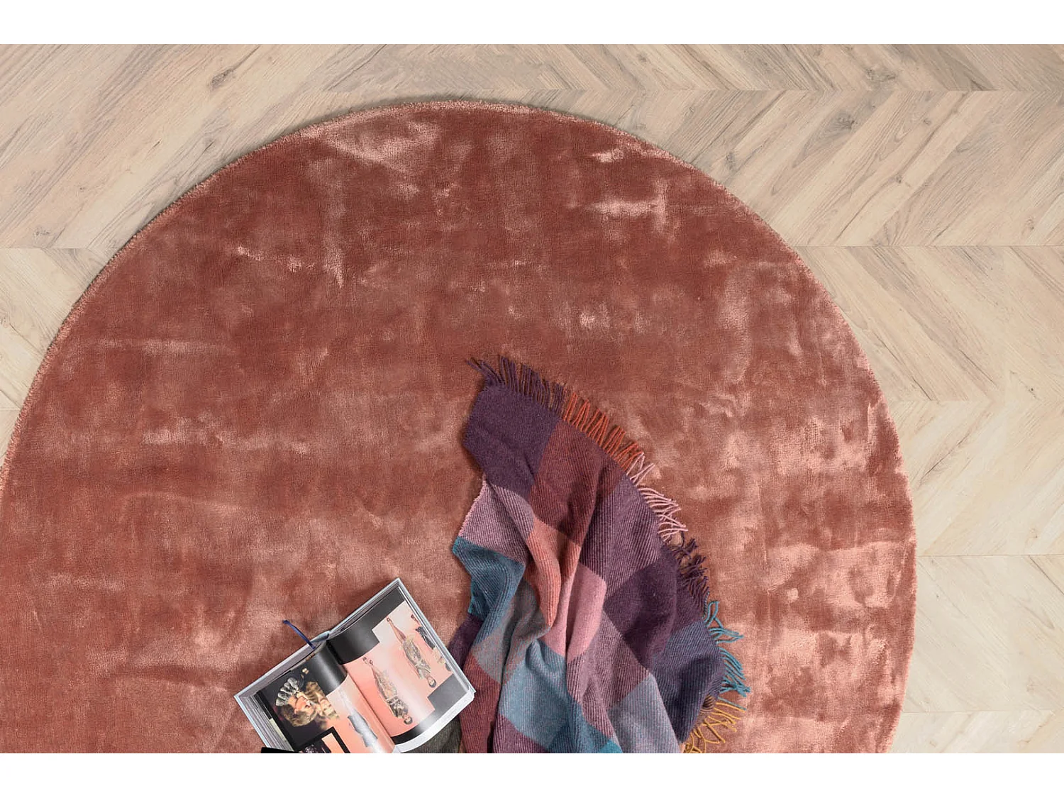 Tapis Déco Rond "Indra" 200cm Rose Poudré