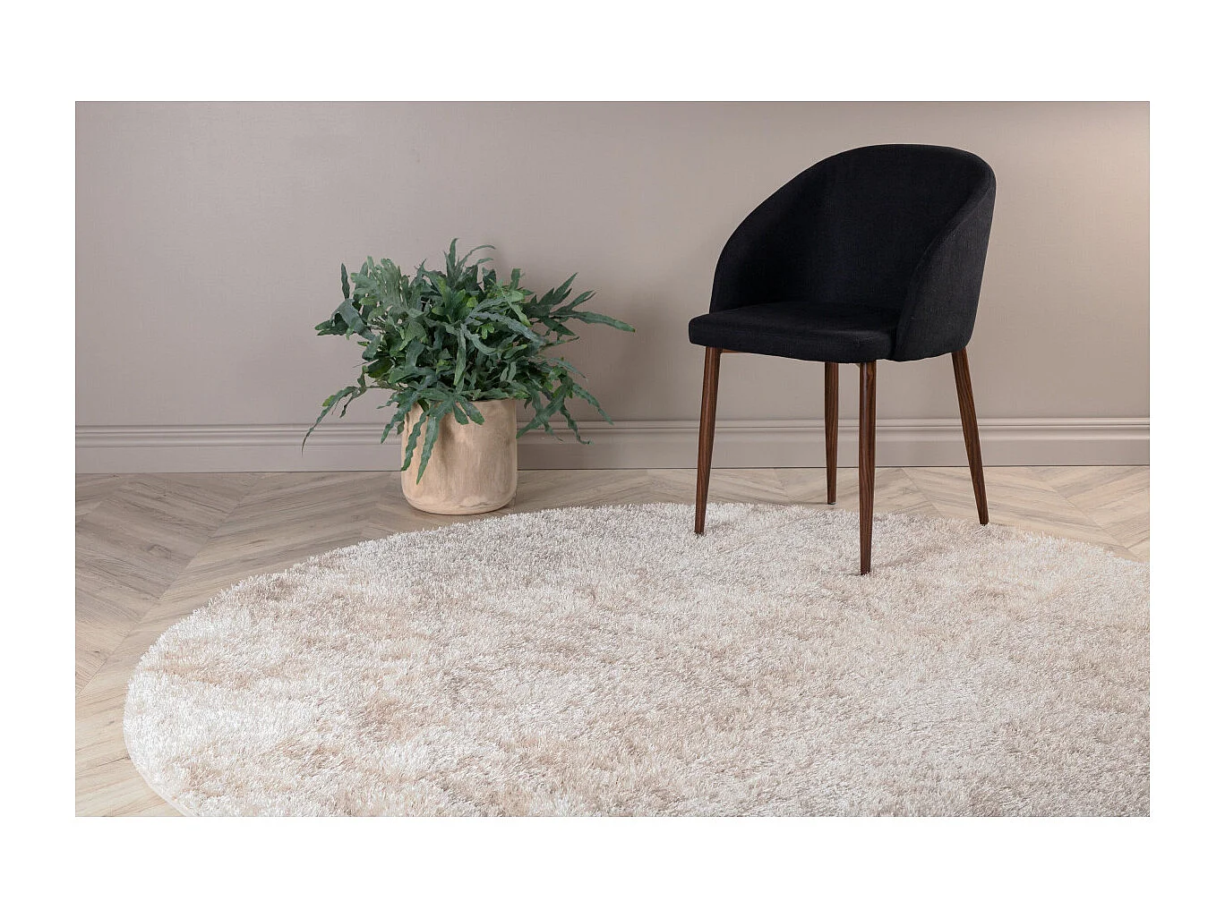 Mattis tapis Ø200 cm polyester beige.