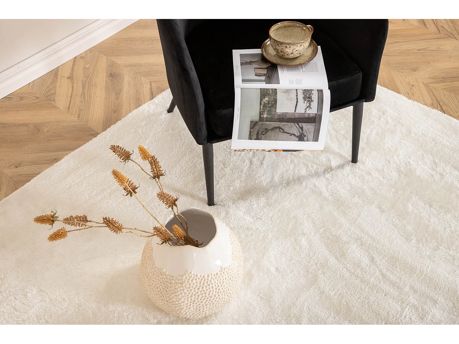 Blanca vloerkleed 230x160 cm polyester wit.