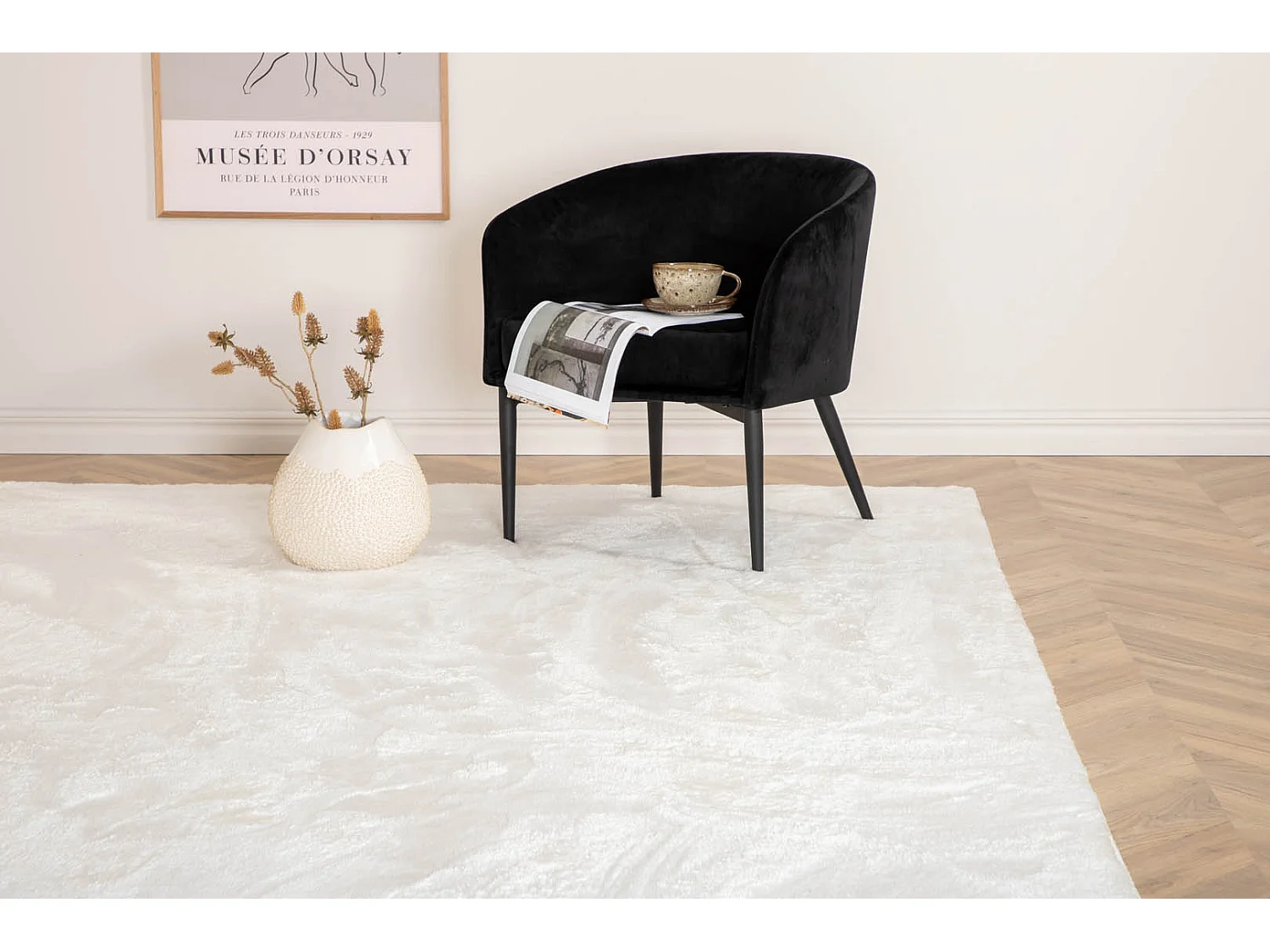 Blanca vloerkleed 230x160 cm polyester wit.