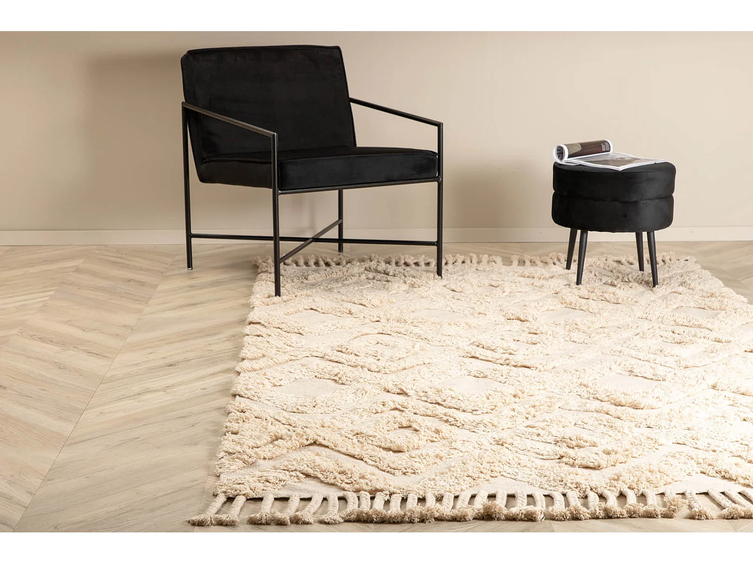 Tapis Déco Tufté "Hilma" 200x300cm Beige