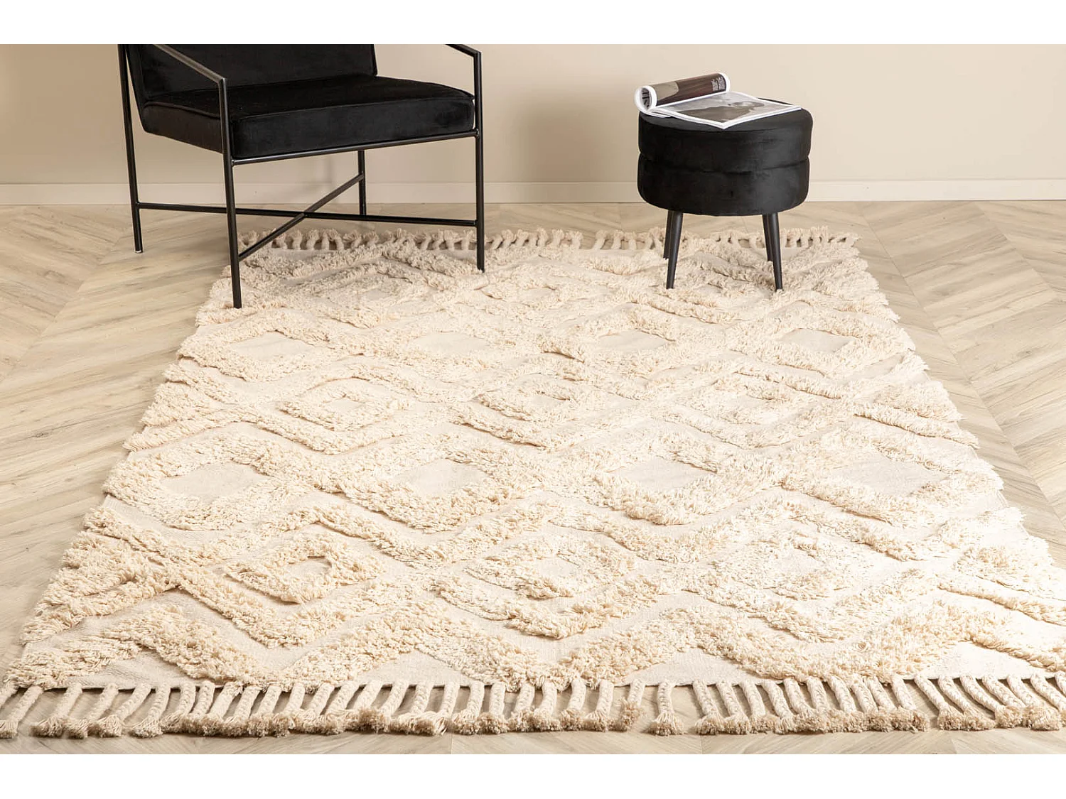 Tapis Déco Tufté "Hilma" 200x300cm Beige