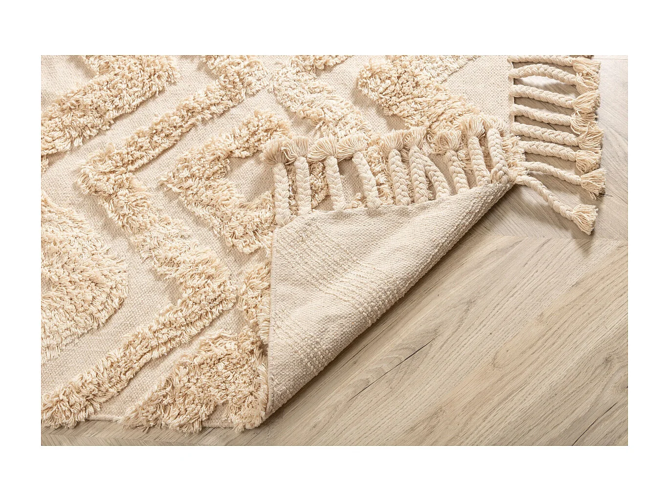 Tapis Déco Tufté "Hilma" 200x300cm Beige