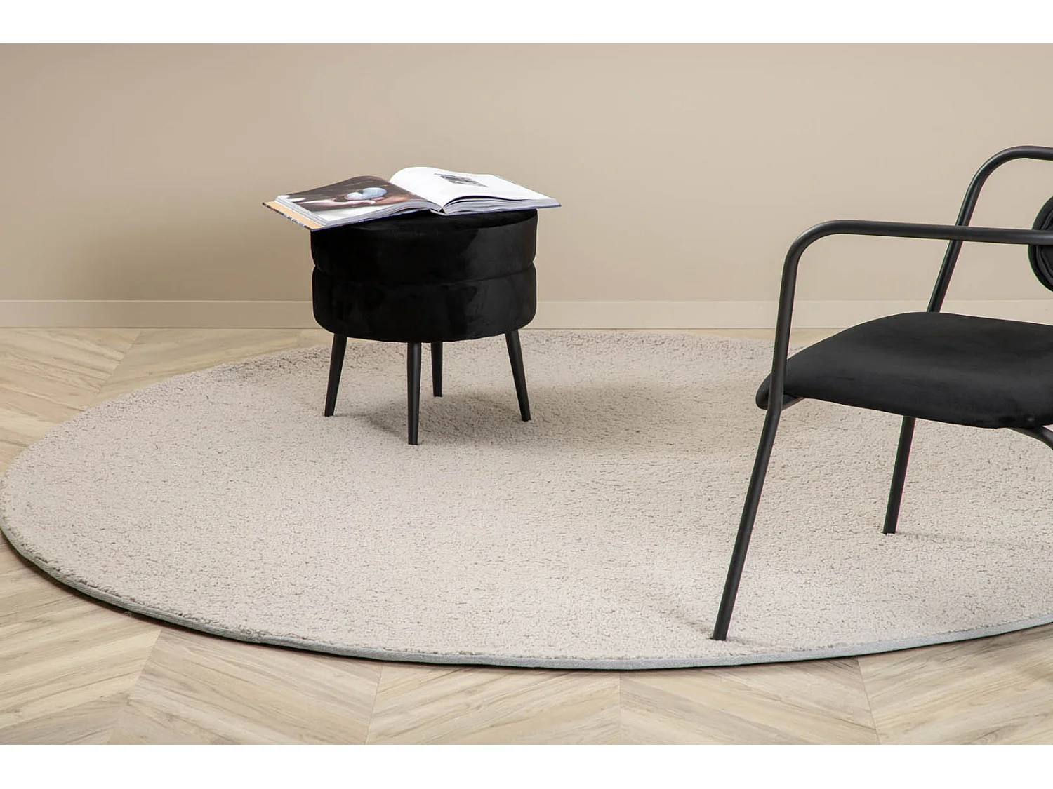 Tapis Rond Bouclette "Teddy" 200cm Gris