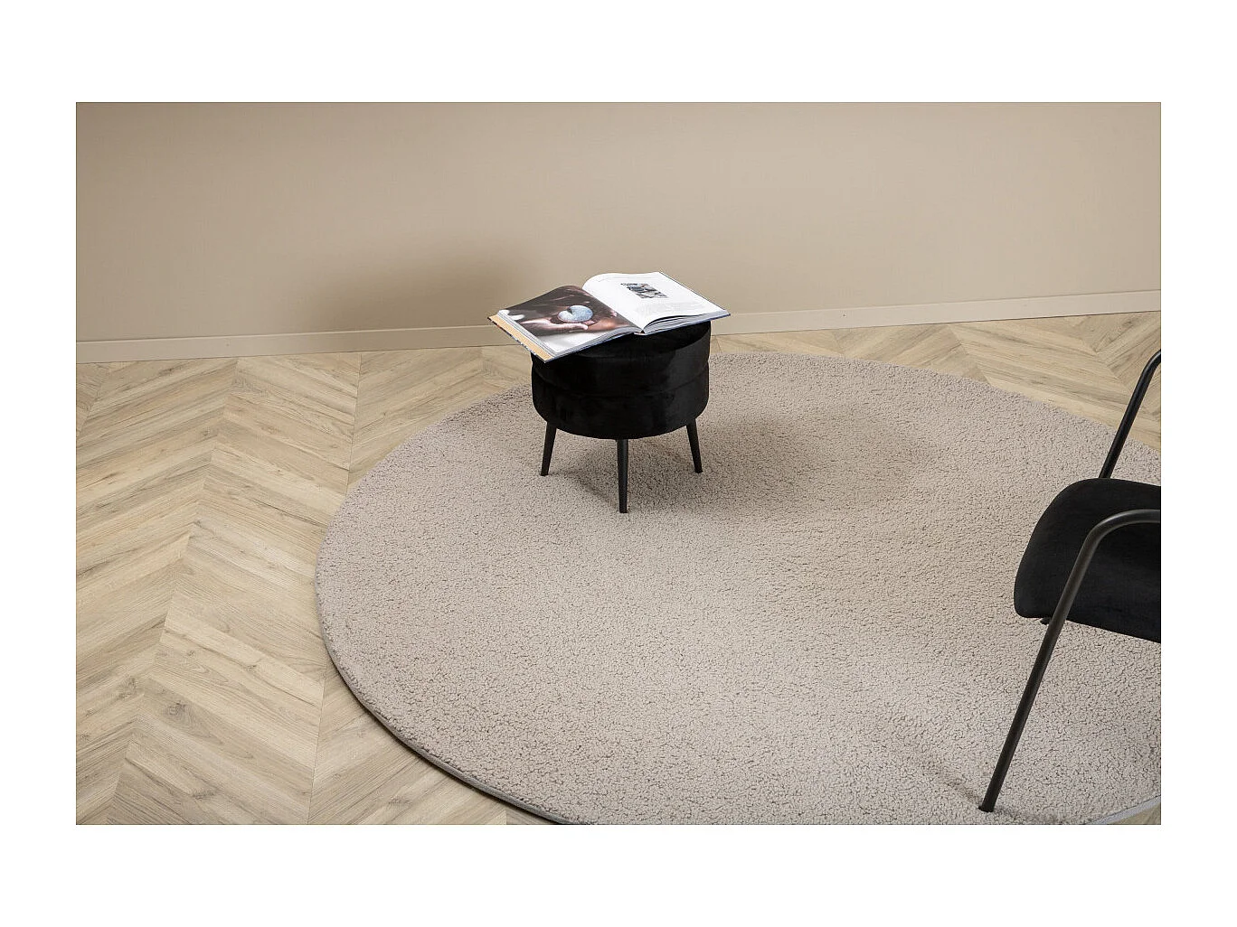 Tapis Rond Bouclette "Teddy" 200cm Gris