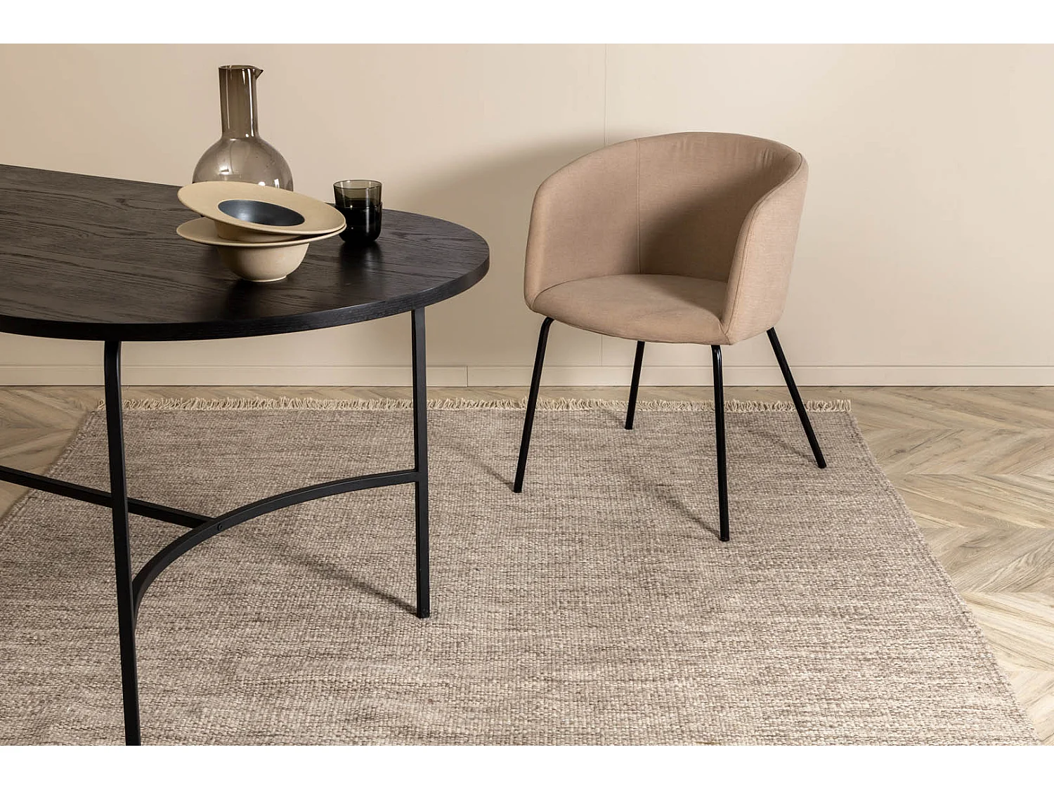 Cyrus Teppich 230x160 cm Wolle beige.