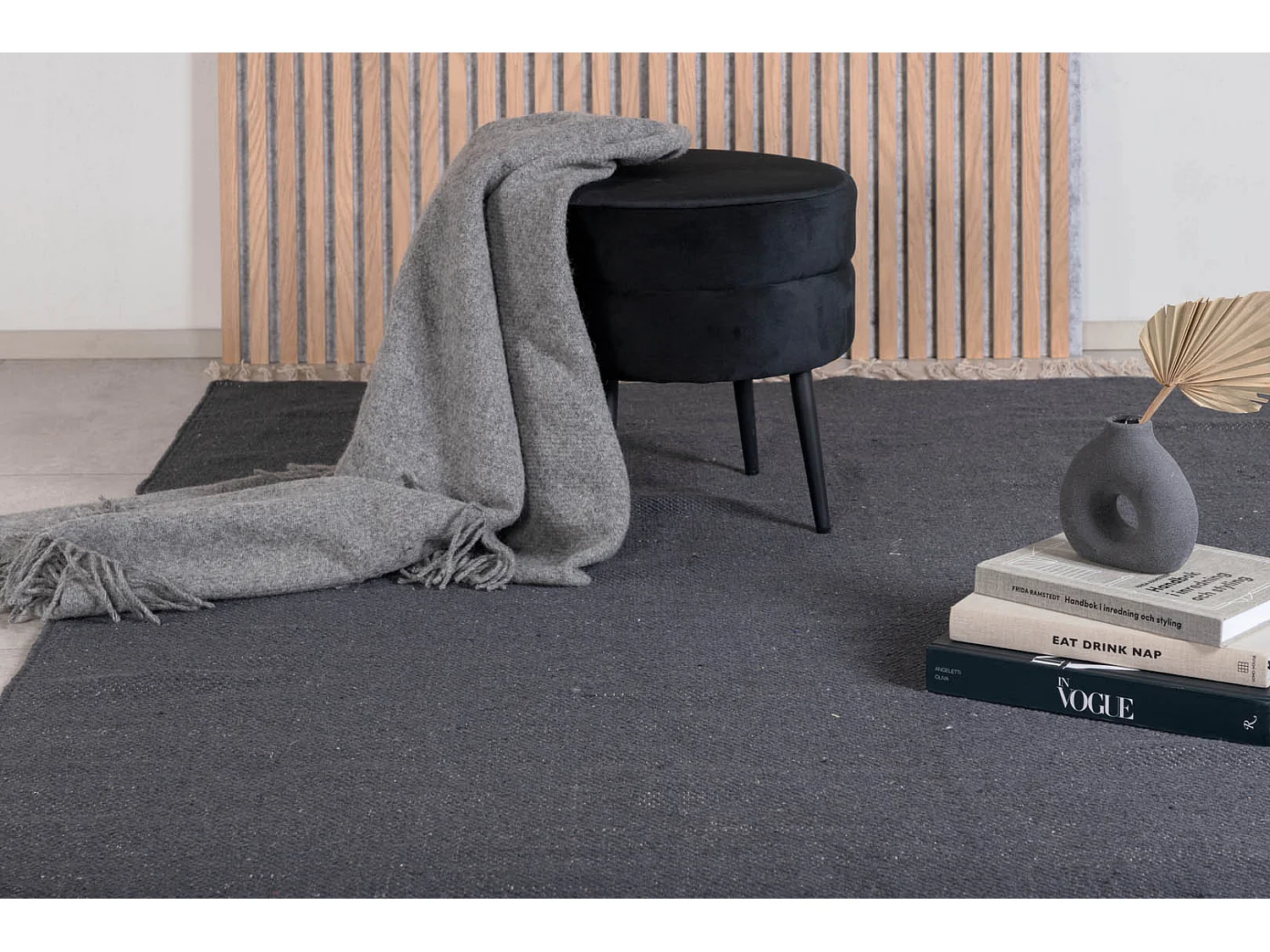 Panipat vloerkleed 240x170 cm katoen donkergrijs.