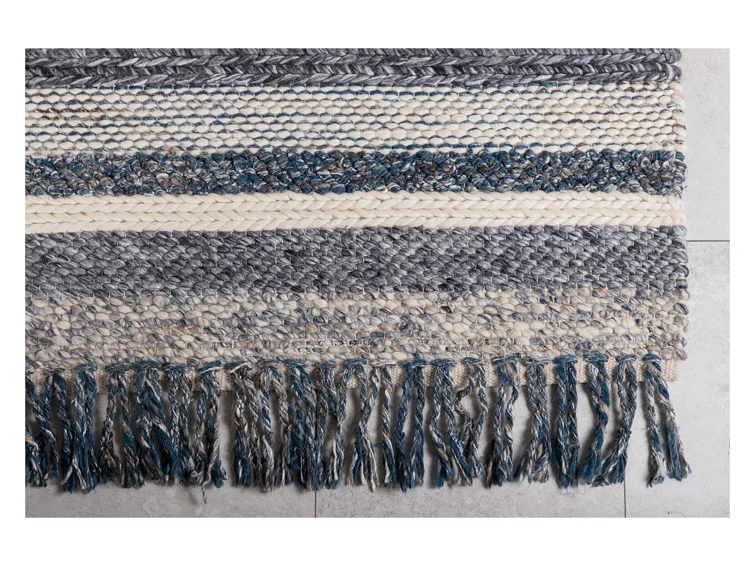 Tapis Déco en Laine "Agra" 200x300cm Bleu