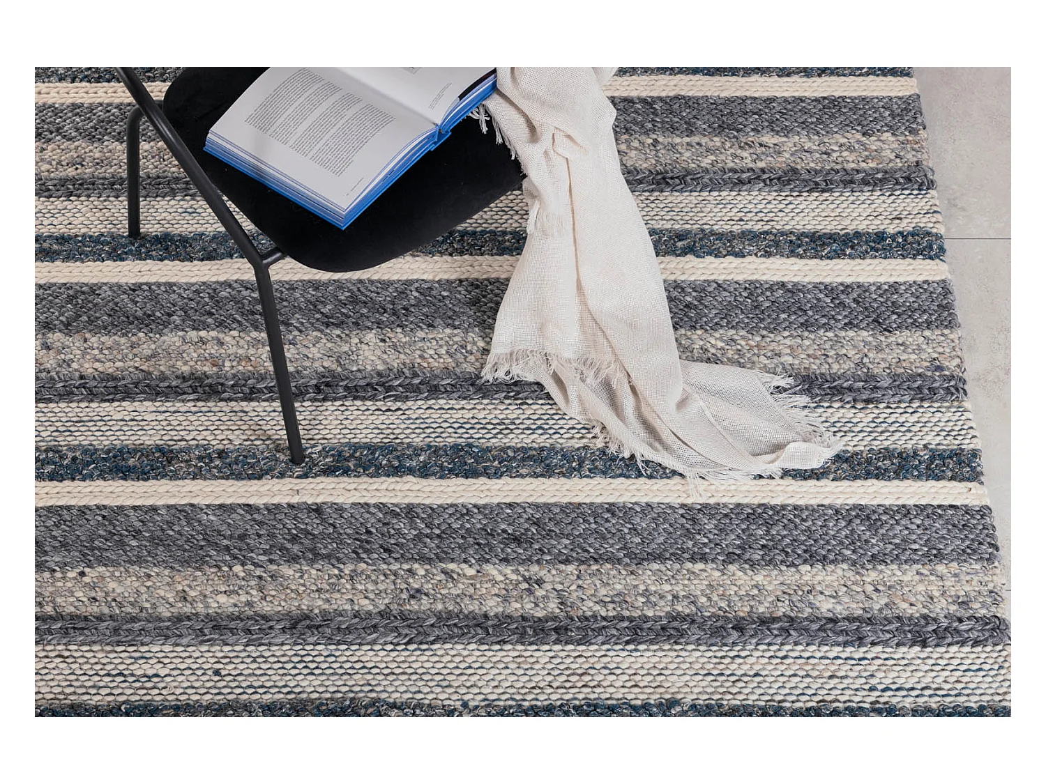 Tapis Déco en Laine "Agra" 200x300cm Bleu