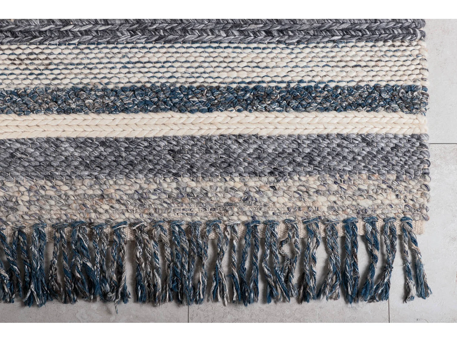 Tapis Déco en Laine "Agra" 200x300cm Bleu