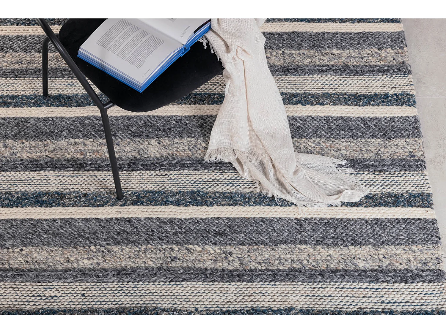 Tapis Déco en Laine "Agra" 200x300cm Bleu