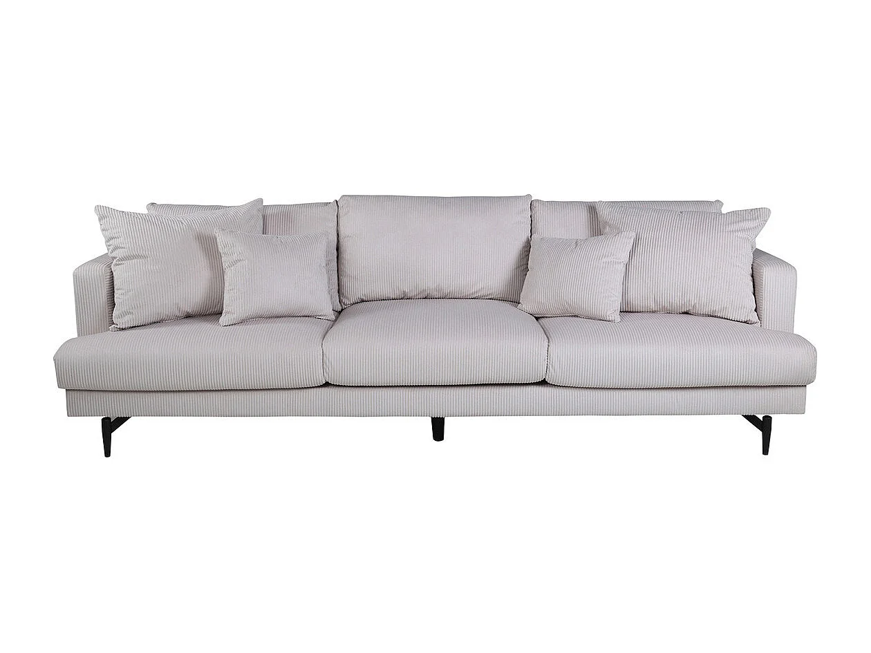 Canapé 3 Places en Velours Côtelé "Sofia" 260cm Beige