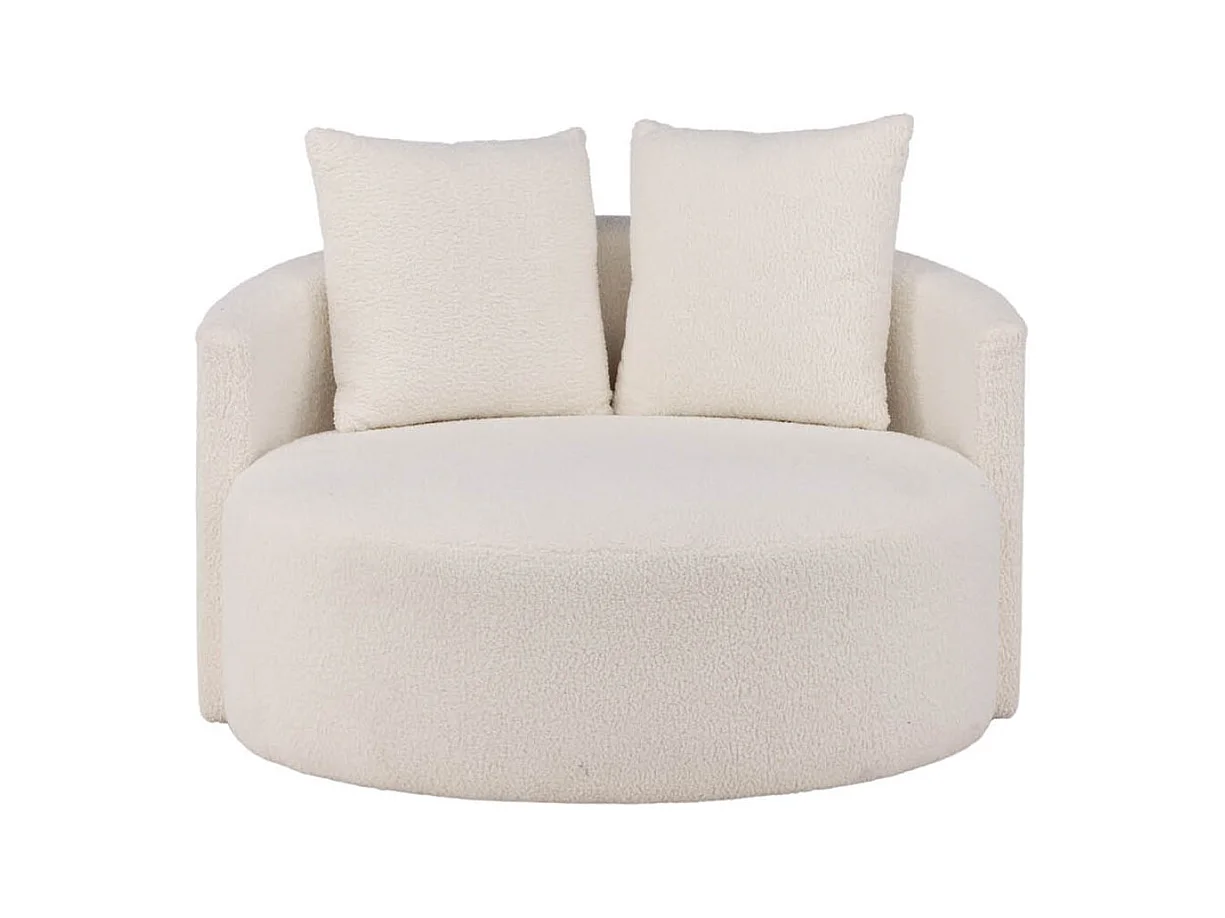 Fauteuil Rond Tissu Bouclette "Kelso" 120cm Blanc