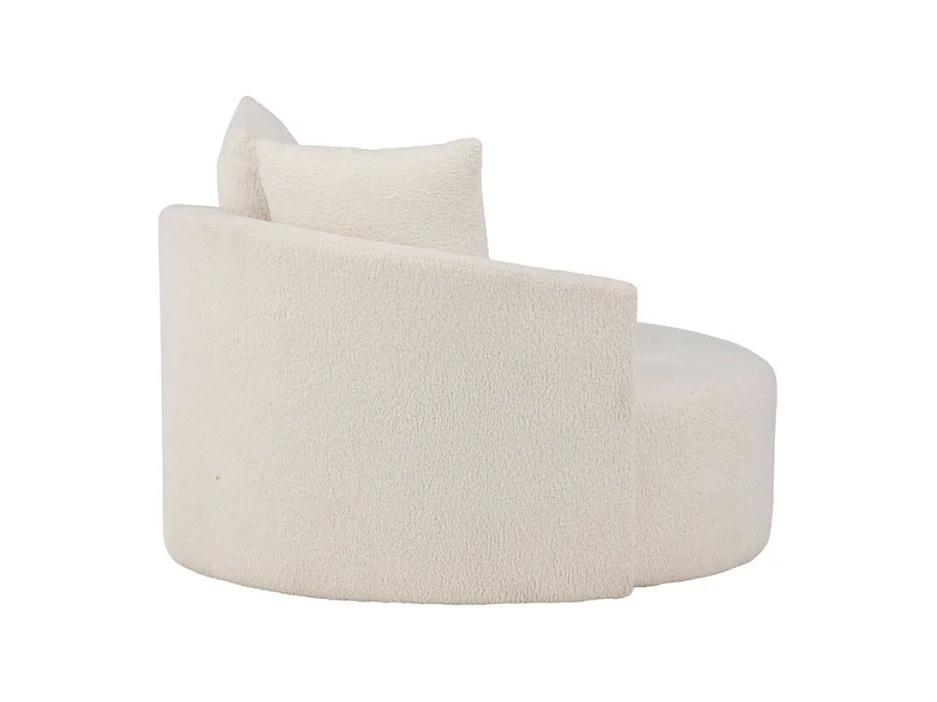 Fauteuil Rond Tissu Bouclette "Kelso" 120cm Blanc