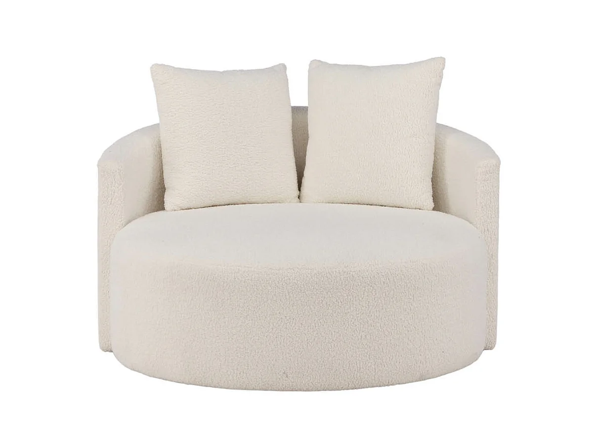 Fauteuil Rond Tissu Bouclette "Kelso" 120cm Blanc
