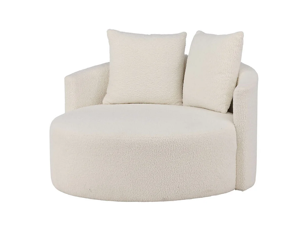 Fauteuil Rond Tissu Bouclette "Kelso" 120cm Blanc