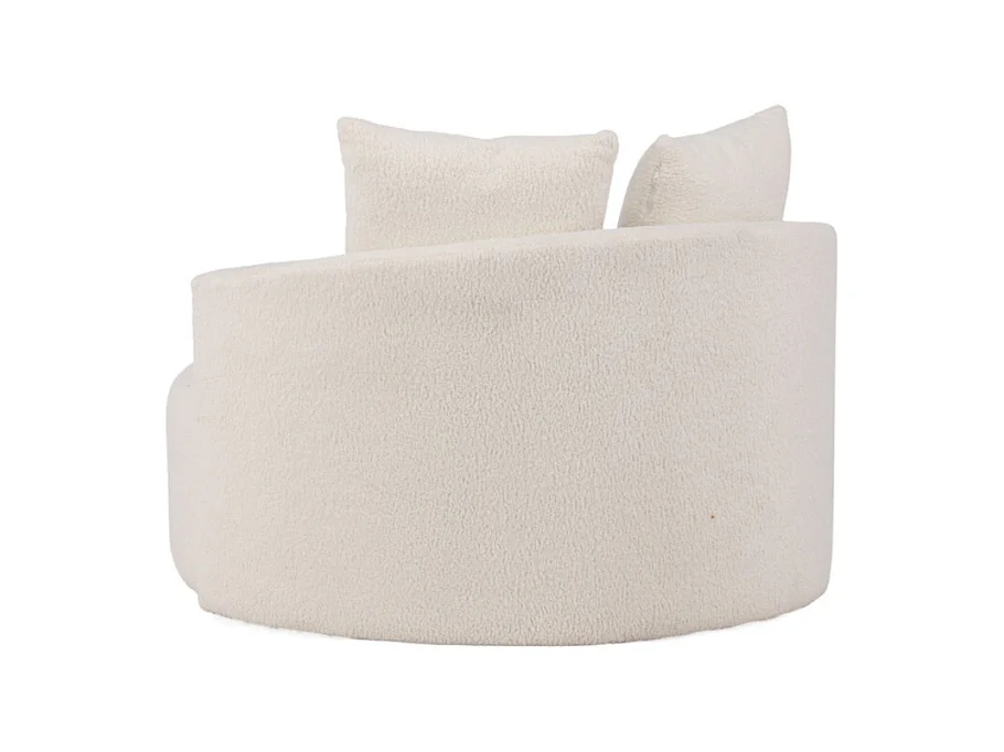 Fauteuil Rond Tissu Bouclette "Kelso" 120cm Blanc