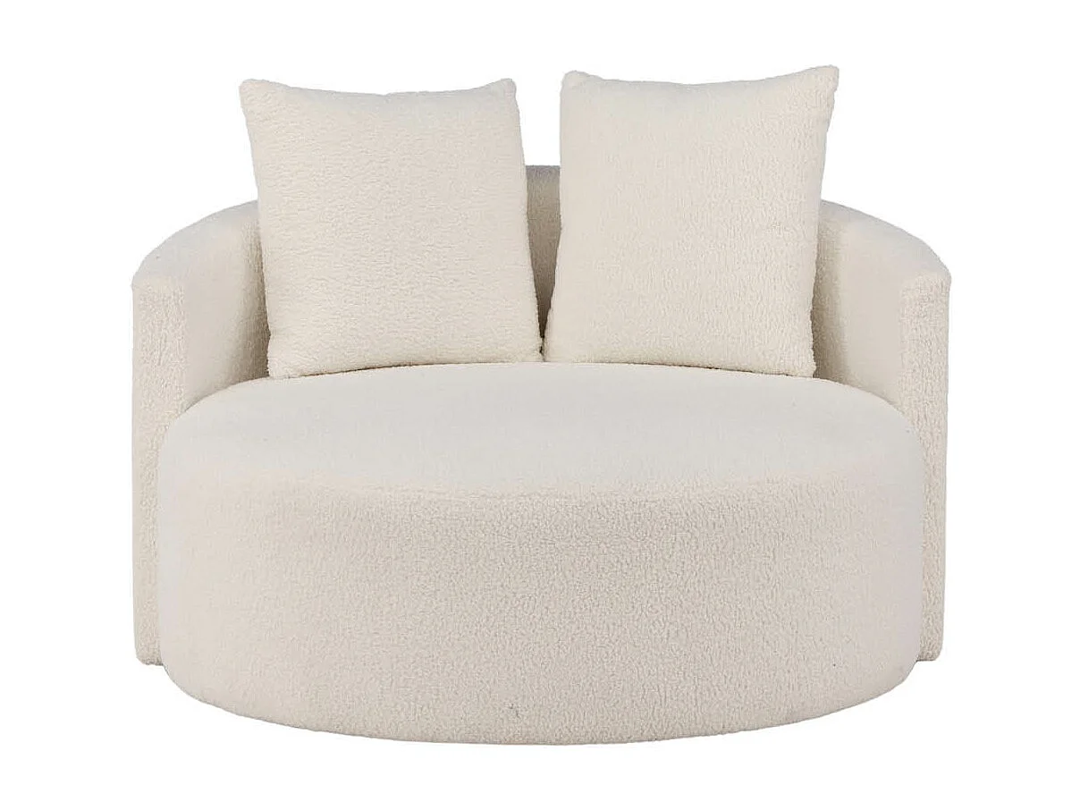Fauteuil Rond Tissu Bouclette "Kelso" 120cm Blanc
