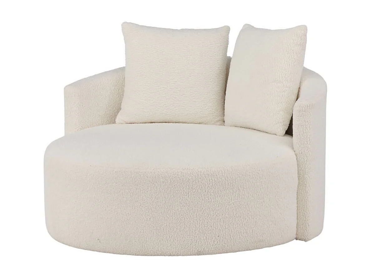 Fauteuil Rond Tissu Bouclette "Kelso" 120cm Blanc
