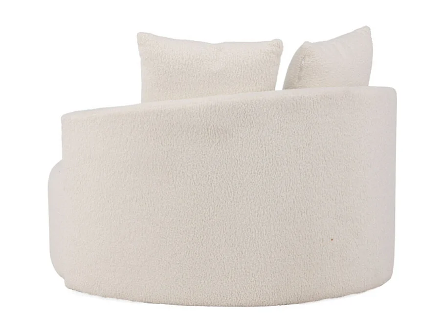 Fauteuil Rond Tissu Bouclette "Kelso" 120cm Blanc