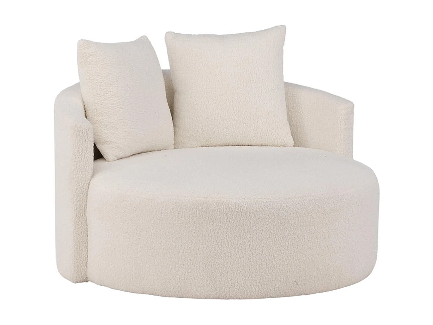 Fauteuil Rond Tissu Bouclette "Kelso" 120cm Blanc