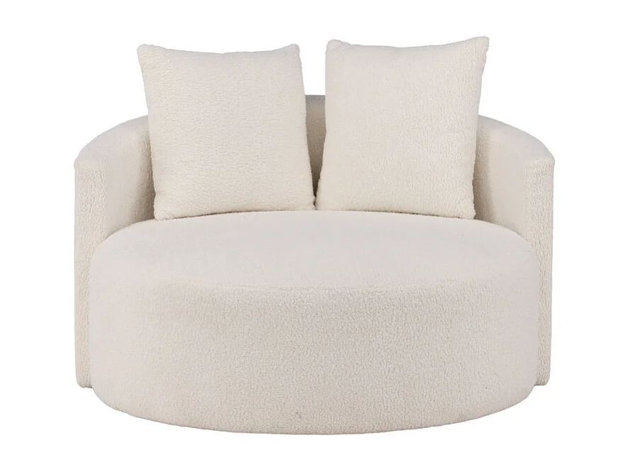 Fauteuil Rond Tissu Bouclette "Kelso" 120cm Blanc