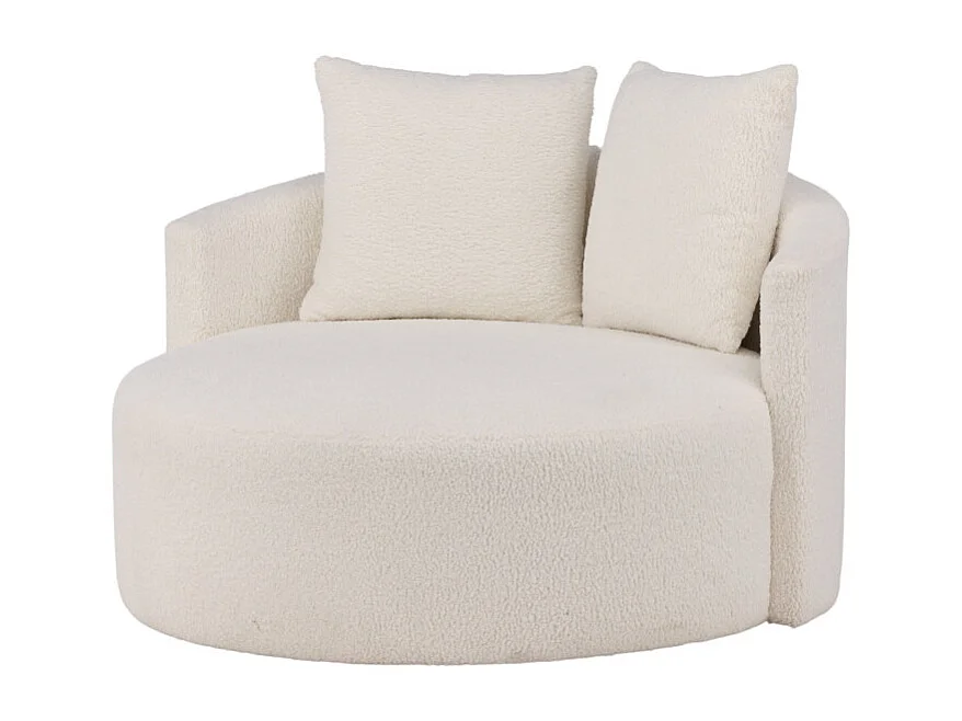 Fauteuil Rond Tissu Bouclette "Kelso" 120cm Blanc