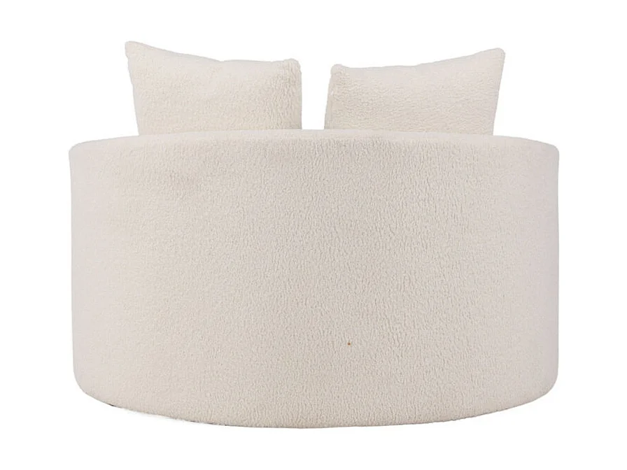 Fauteuil Rond Tissu Bouclette "Kelso" 120cm Blanc