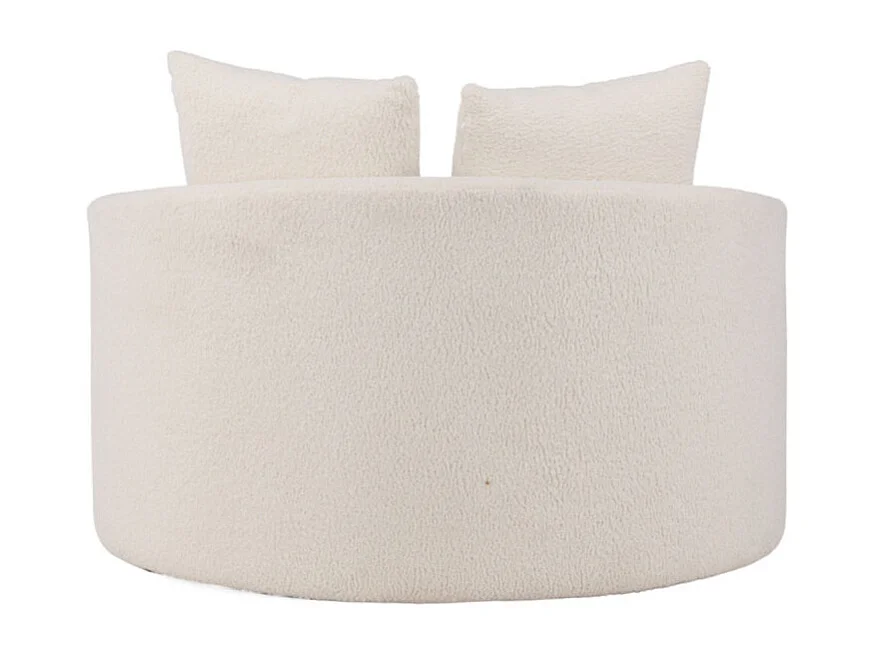 Fauteuil Rond Tissu Bouclette "Kelso" 120cm Blanc