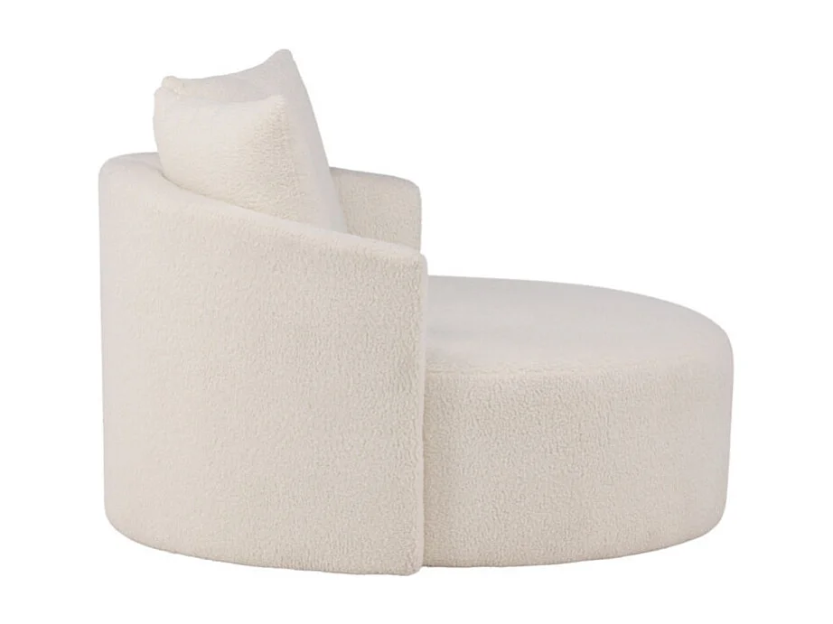 Fauteuil Rond Tissu Bouclette "Kelso" 120cm Blanc